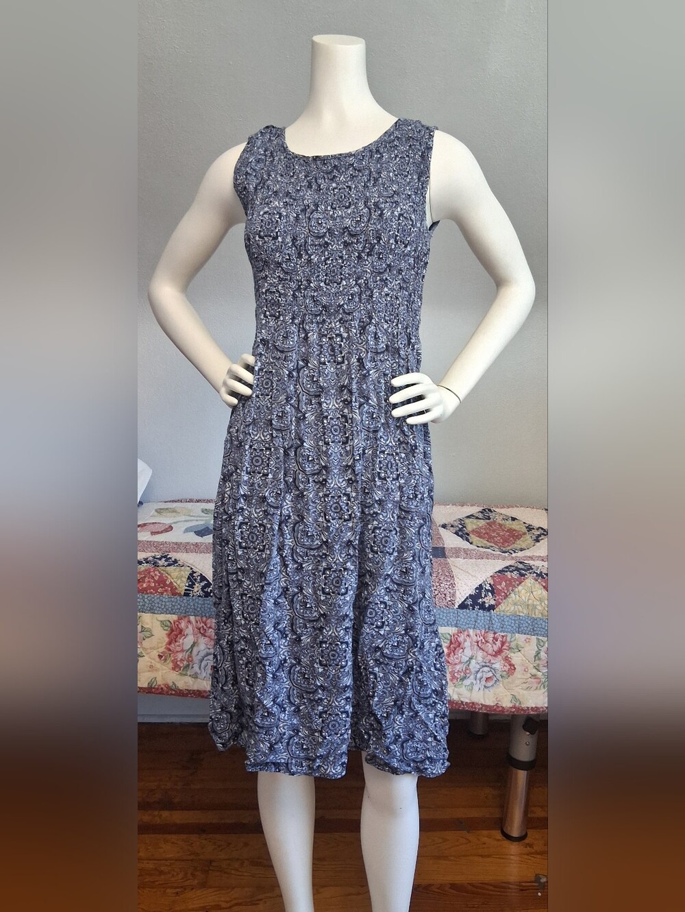 croft & barrow Navy Paisley Sleeveless Midi Dress